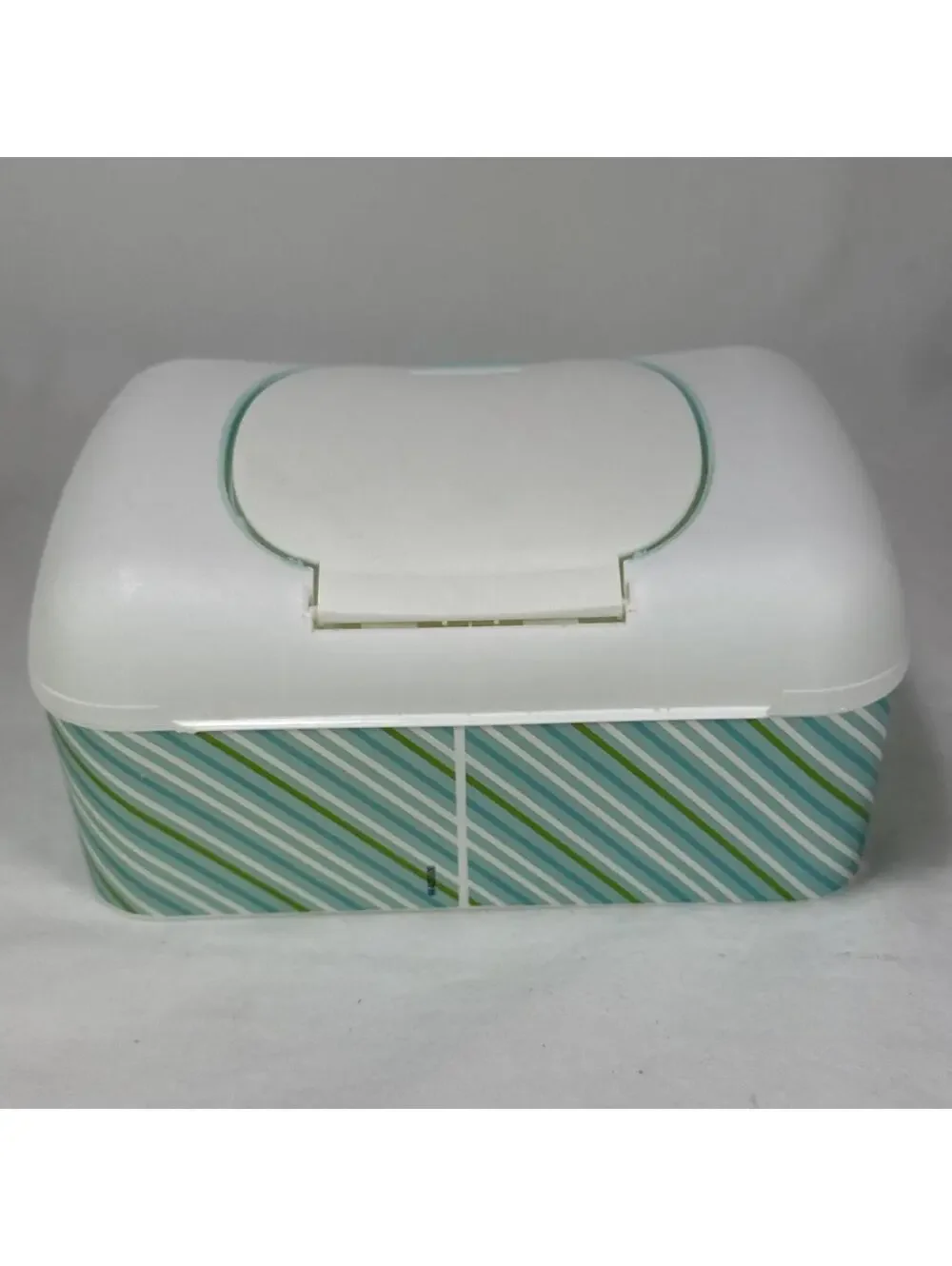 Charmin Plastic Wet Wipes Container Dispenser Holder With blue green Stripes